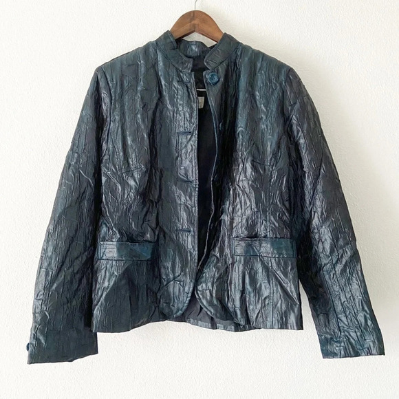 erin london Jackets & Blazers - Erin London Vintage Grunge Gothic Crinkle Faux Leather Blazer Jacket Medium
